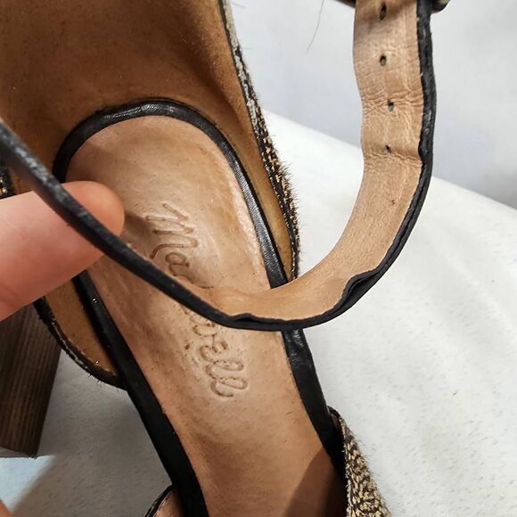 MADEWELL Alena Sandal Heels In Dotted Calf Hair Size 6 - Picture 7 of 10